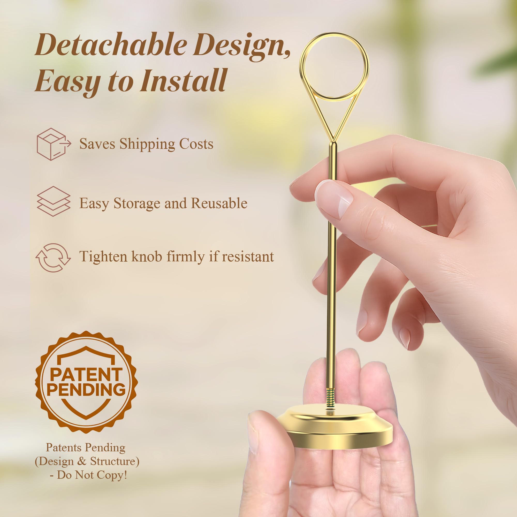 Radezon detachable-design table number stand stores easily between events.