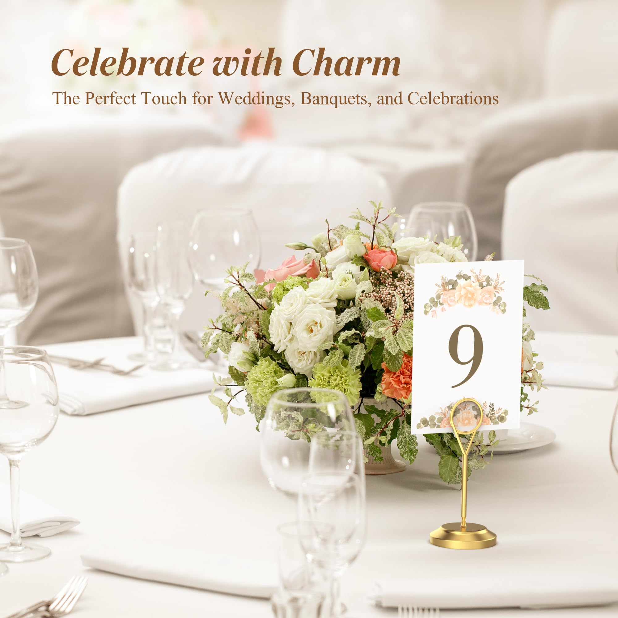 Radezon wedding and party table setup using number holders for clear seating