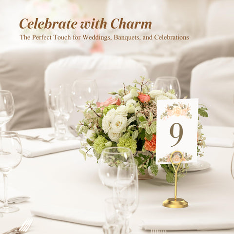Radezon wedding and party table setup using number holders for clear seating