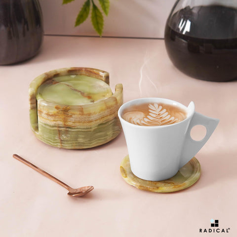 Radicaln marble coaster holder display keeps coasters neatly organized for entertaining