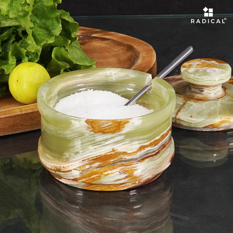 Radicaln marble kitchen decor display blends beauty with practical storage.