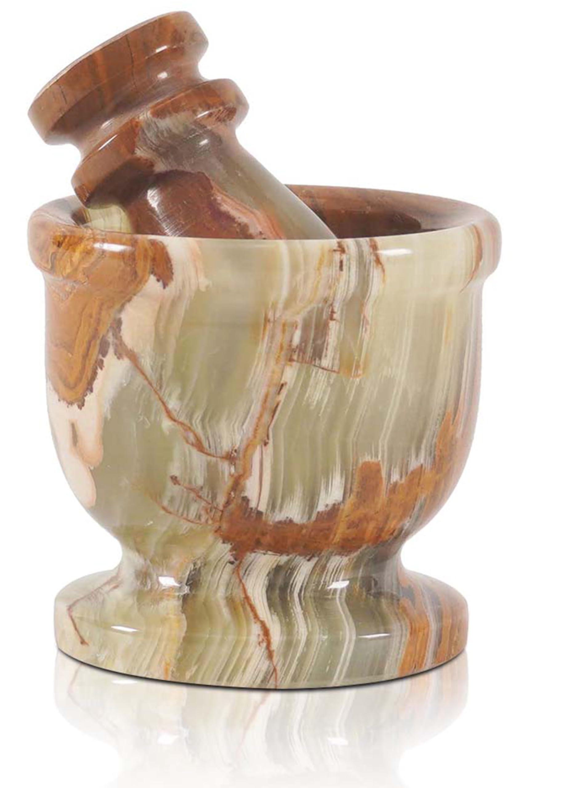 Radicaln marble mortar and pestle green close-up, compact 2.5-inch size for quick grinding.