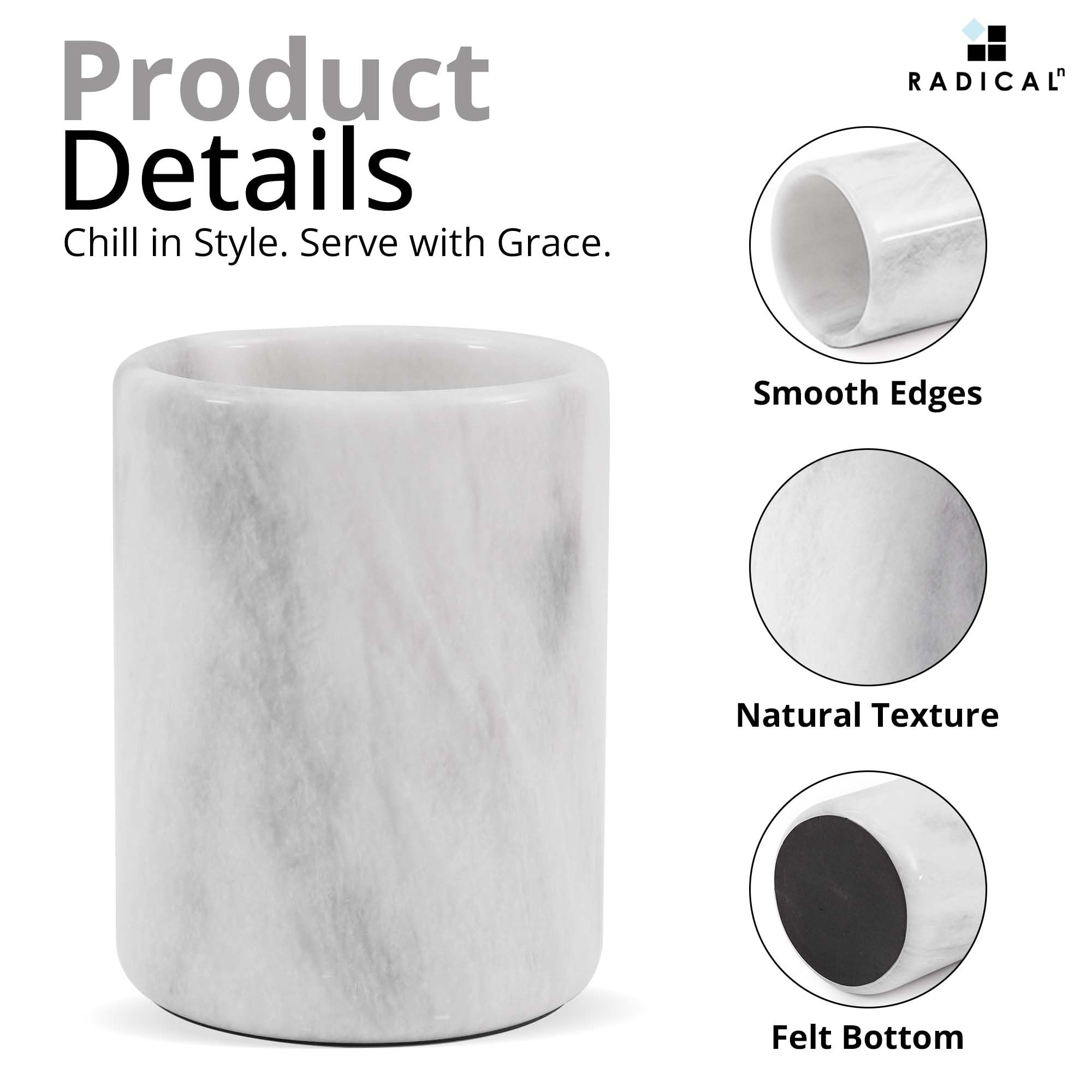 Radicaln marble wine chiller easy wipe-clean surface for quick cleanup.