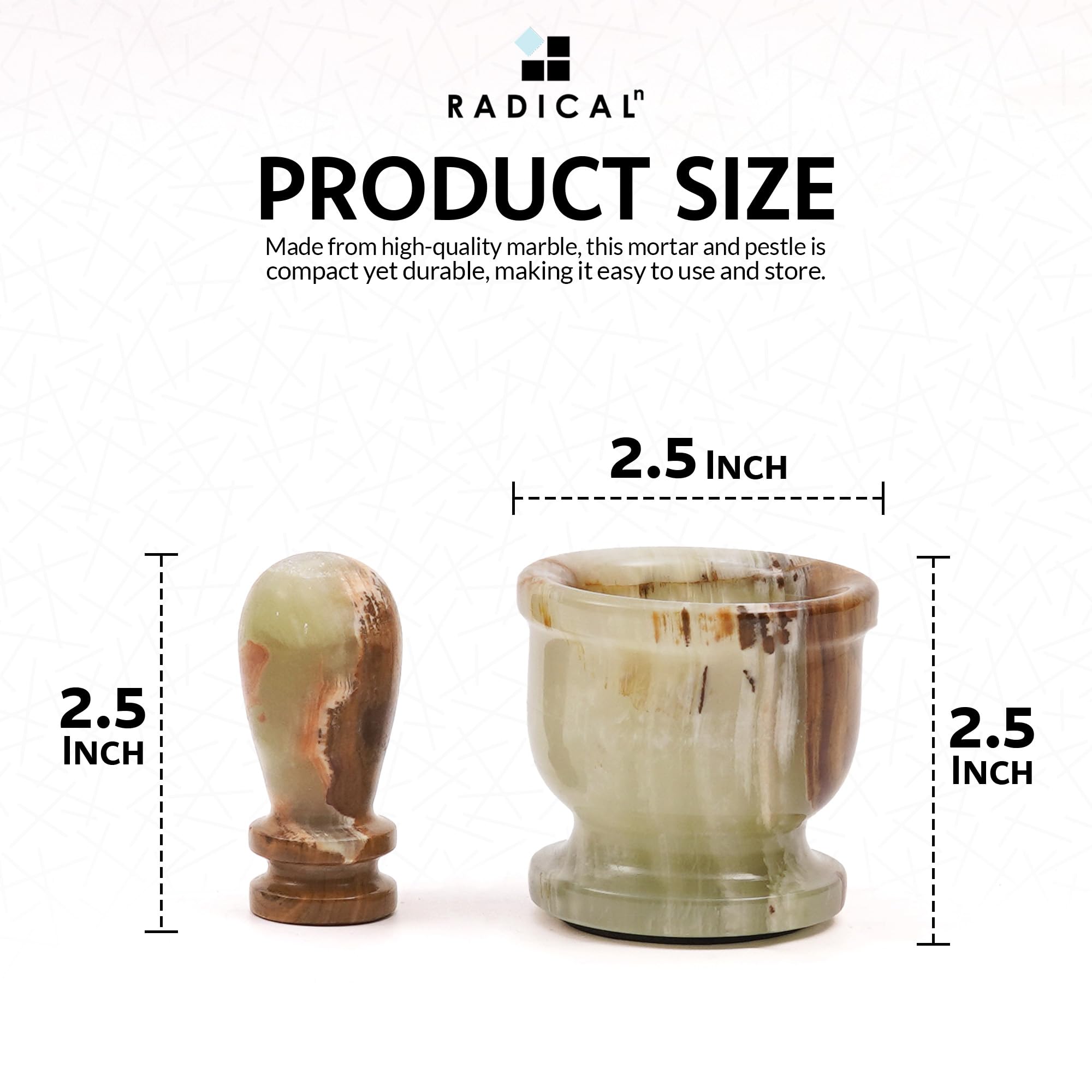 Radicaln packaging protects the marble during transit.