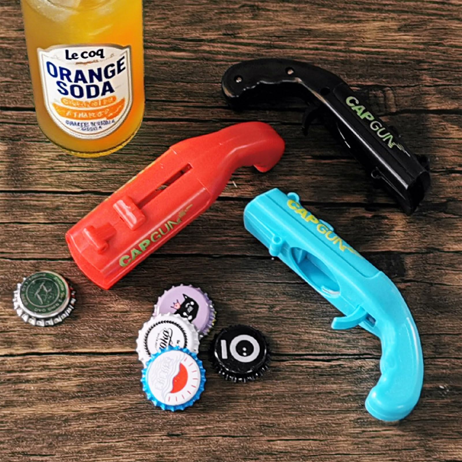 Radixium cap gun bottle opener in grey, ideal for home bars and gatherings
