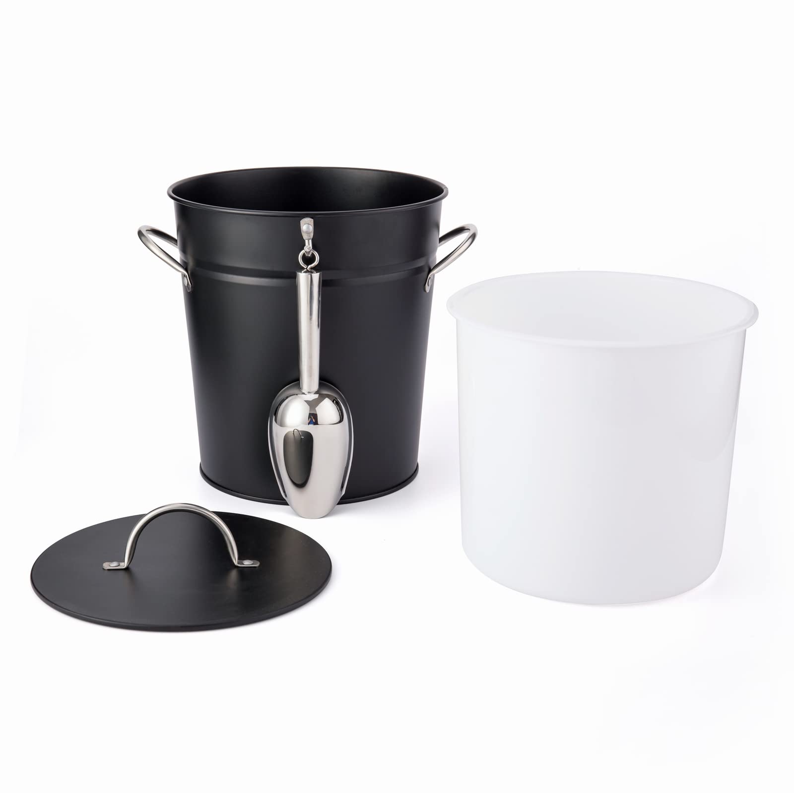 Rae Dunn 4 qt ice bucket stores ice neatly for picnics