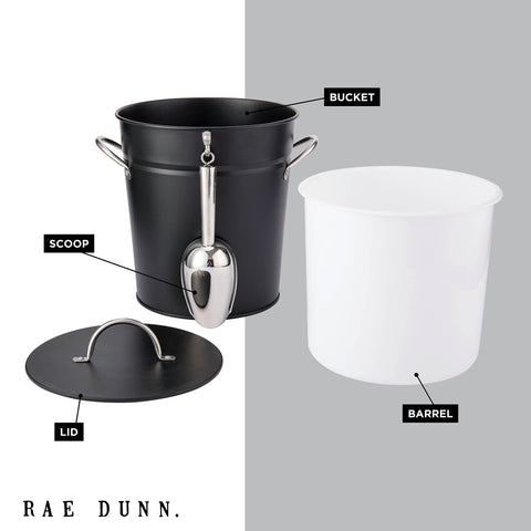 Rae Dunn ice bucket with lid and handle for easy transport
