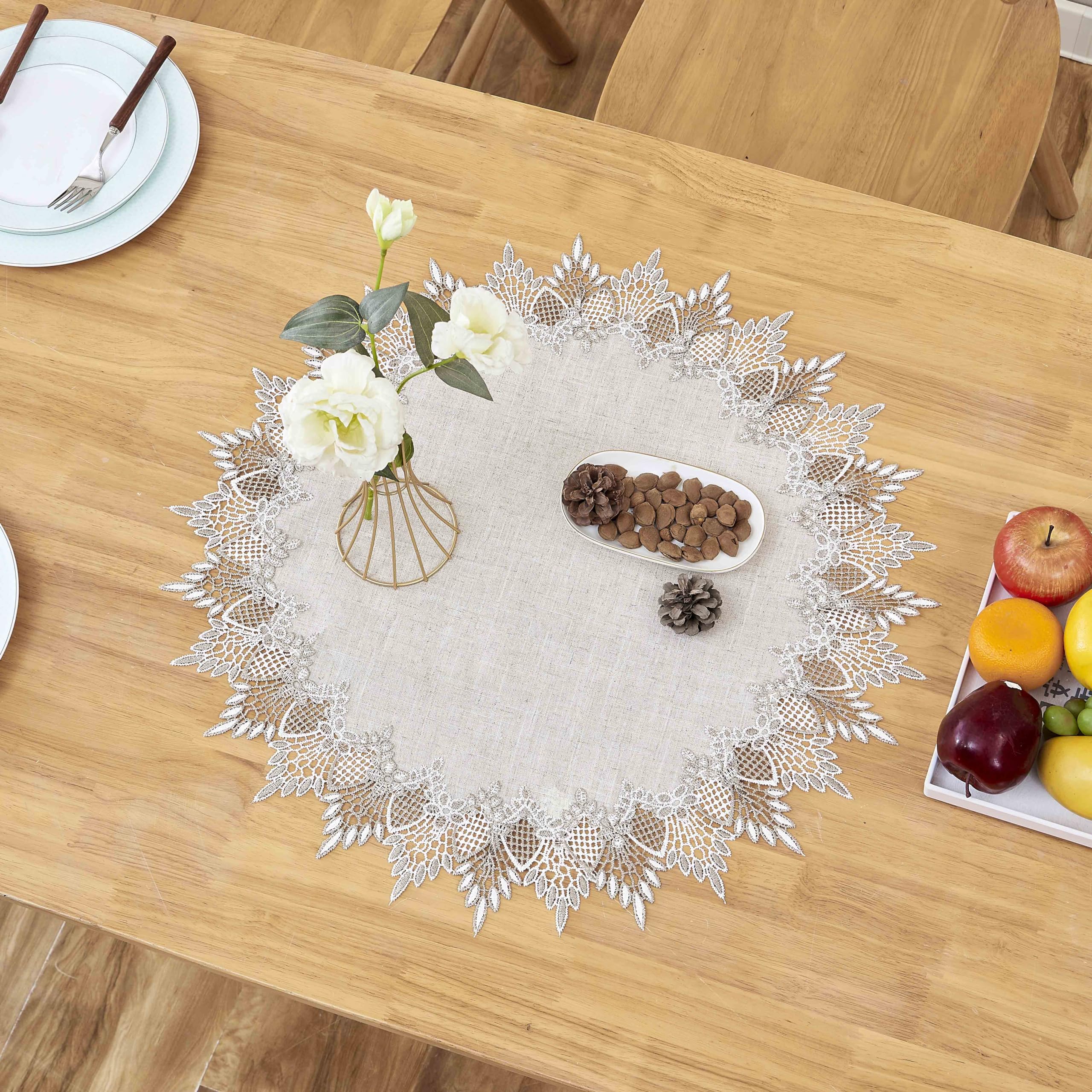 Raedan neutral earth tone placemats pair with tables for seasonal styling