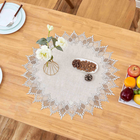 Raedan neutral earth tone placemats pair with tables for seasonal styling