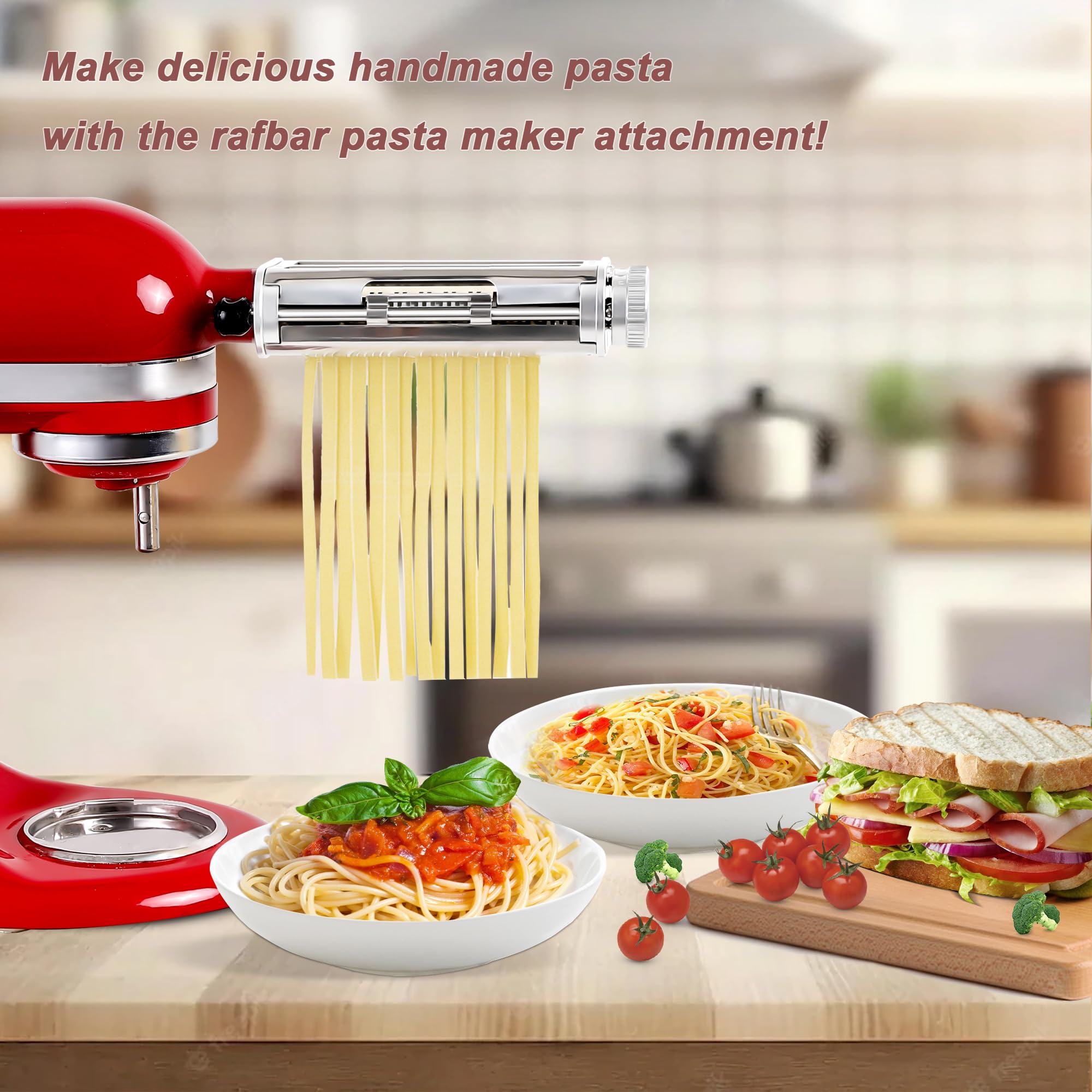 RAFBAR adjustable thickness settings for precise pasta sheets.