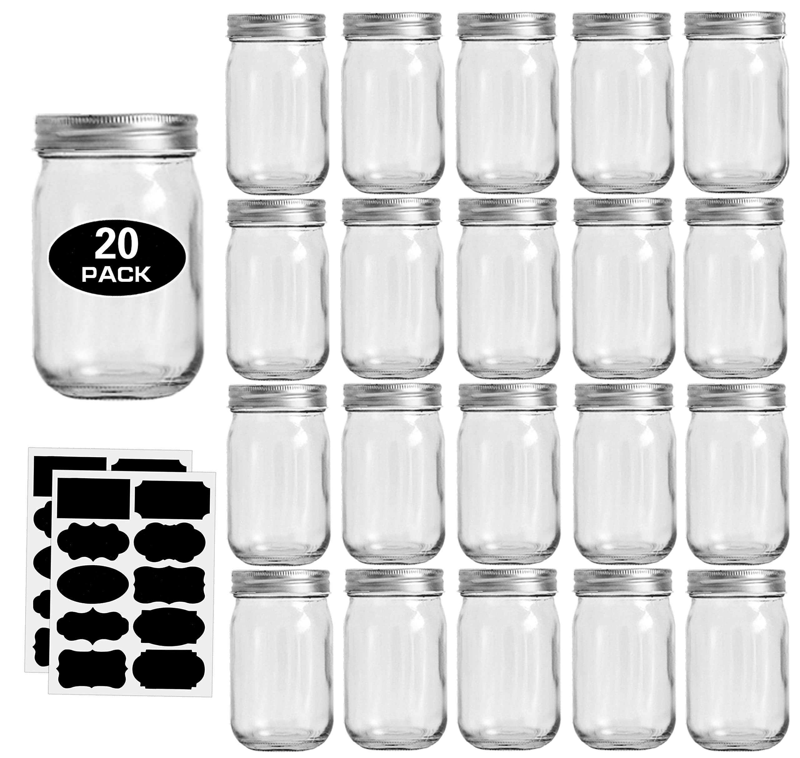 Rainforce 12oz glass jar with regular-mouth and lid for easy canning.