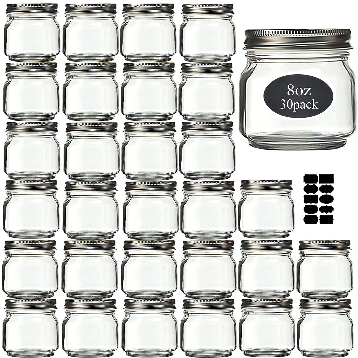 Rainforce 8 oz mason jar with silver lid for airtight storage and easy labeling