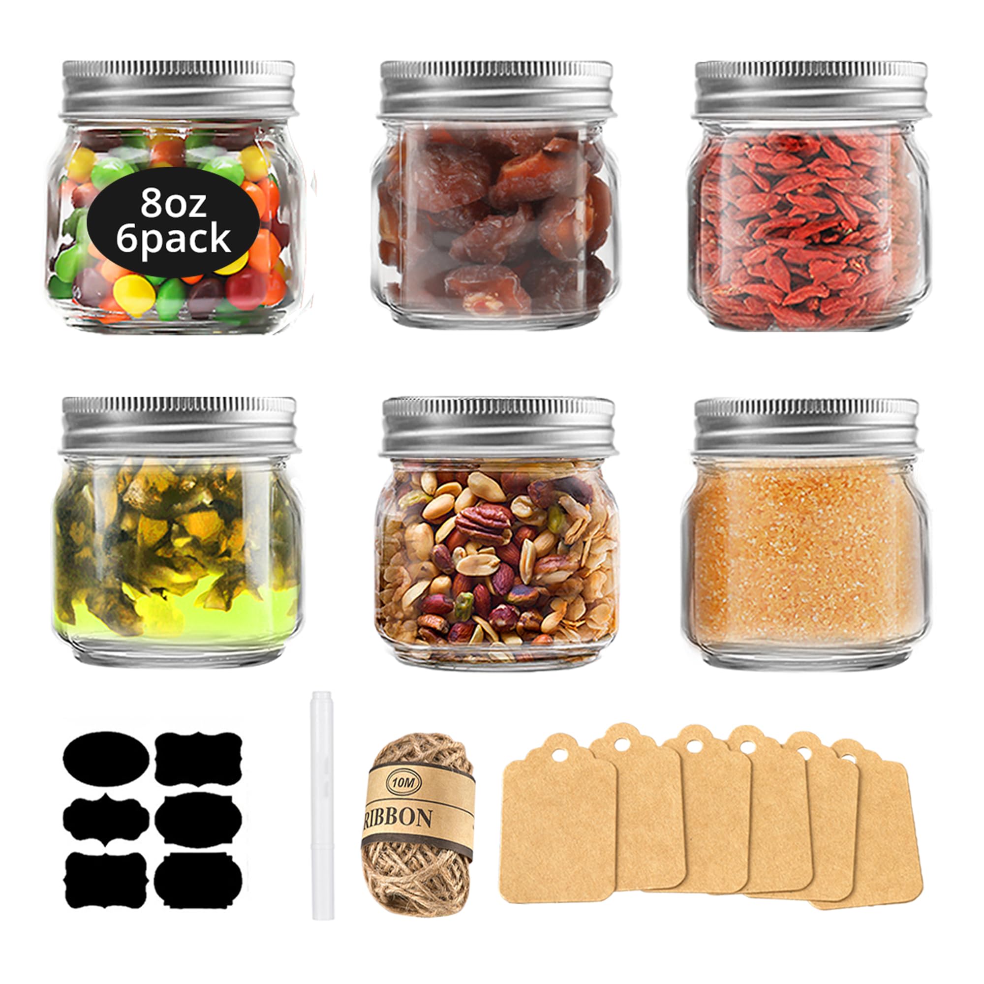 Rainforce 8 oz mason jar with silver lid for jam storage and display