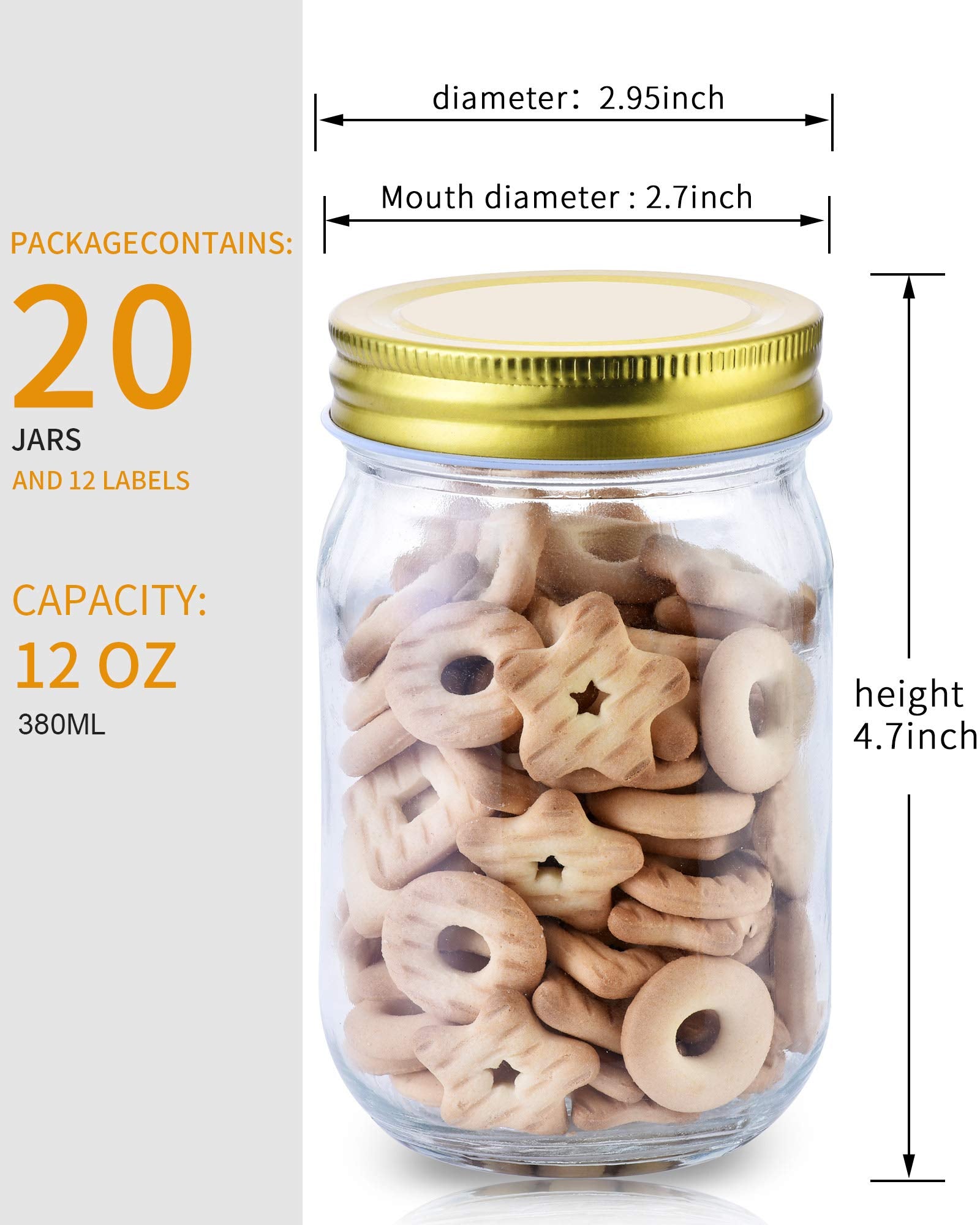 Rainforce 12oz jar showing contents clearly for jams and spices