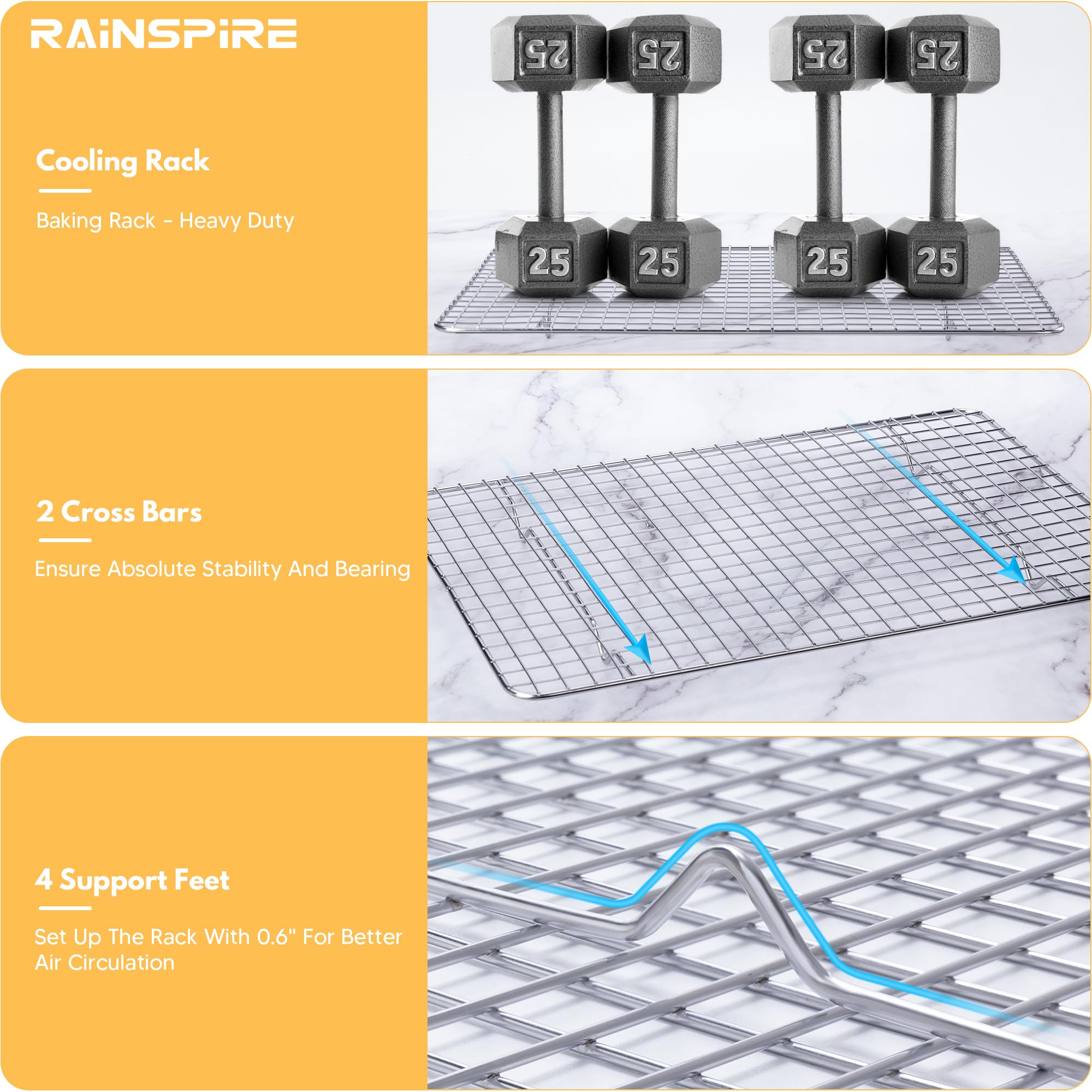 Rainspire dishwasher-safe rack cleans easily after busy bake days.