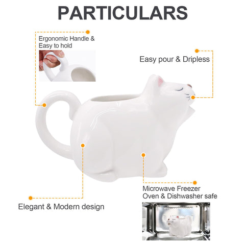 RAISLY cat gravy boat glossy glaze finish adds playful elegance to tables.