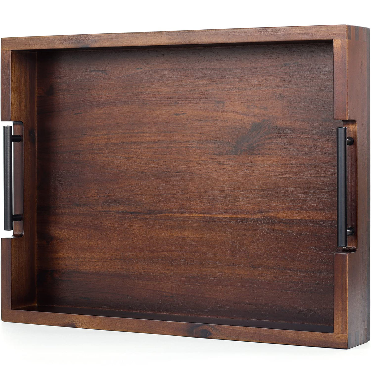 RAKYTO ottoman tray in acacia wood shows natural grain for stylish serving