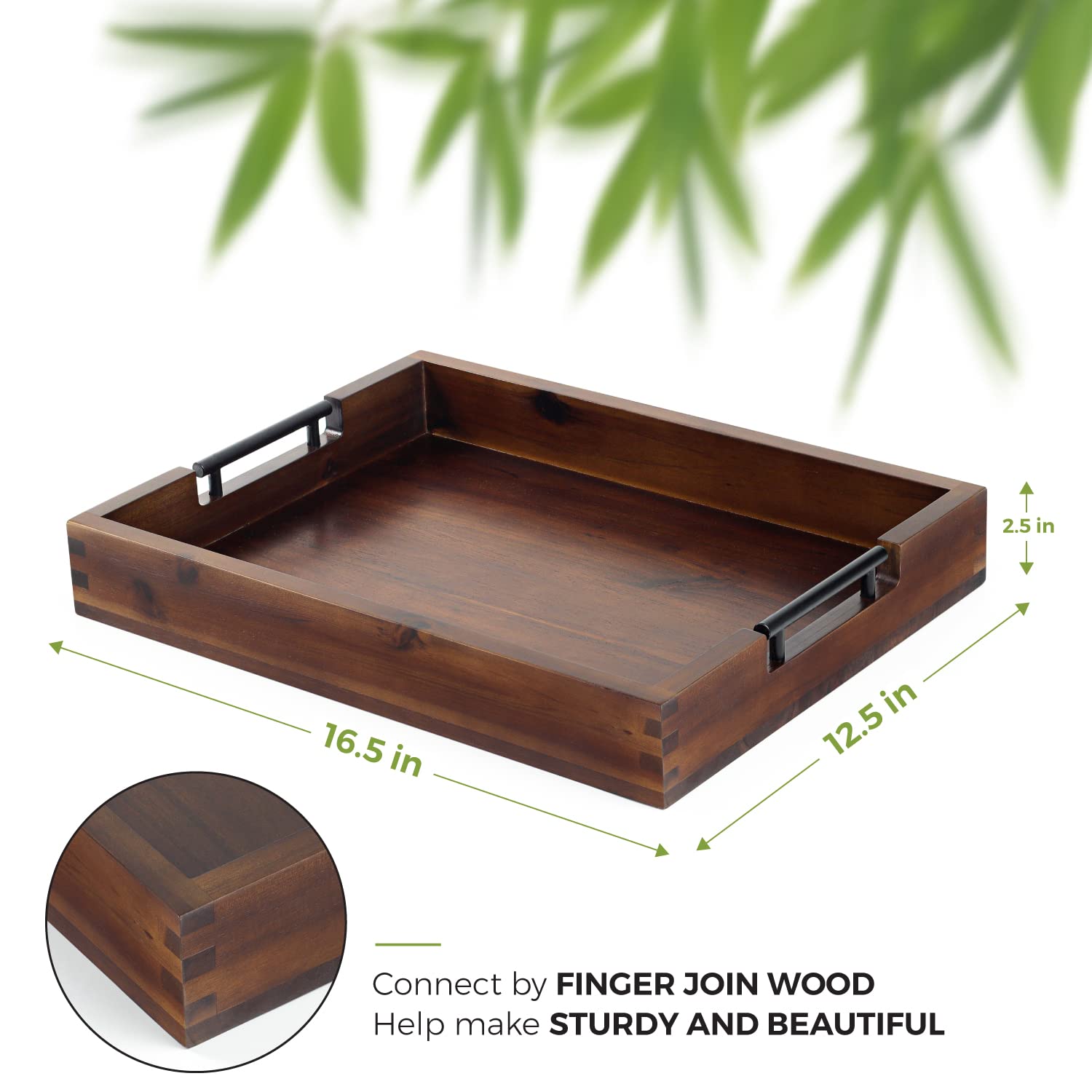 RAKYTO ottoman tray with metal handles adds sturdy grip and convenience