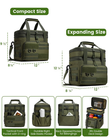 RalChyez 20L capacity fits multiple meals, cans, and beverages.