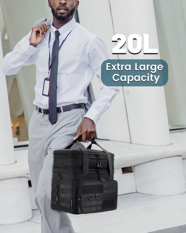 RalChyez Tactical Lunch Box opened to show dual compartments for hot and cold foods