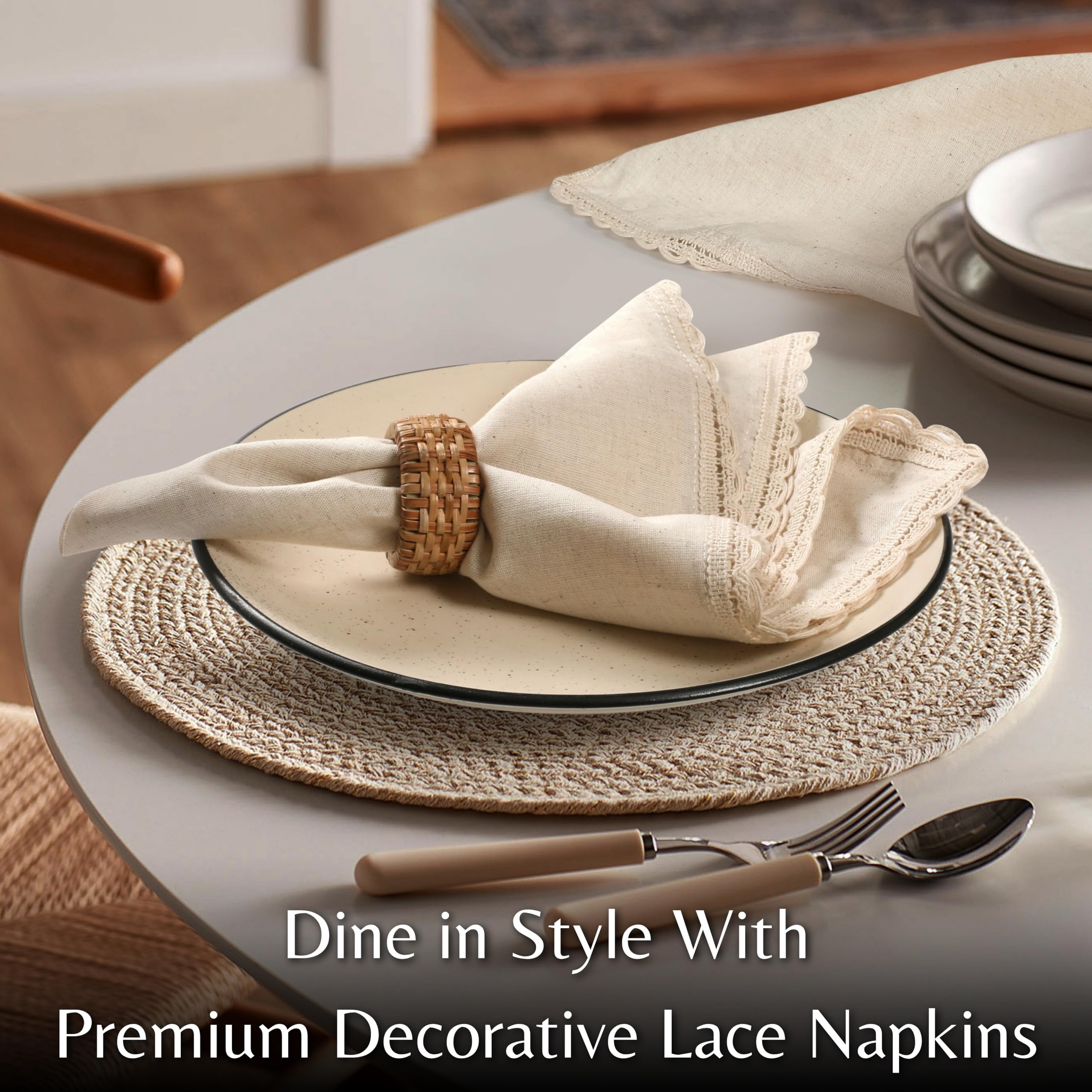Ramanta Home napkins close-up shows cotton-linen blend texture and absorbent performance