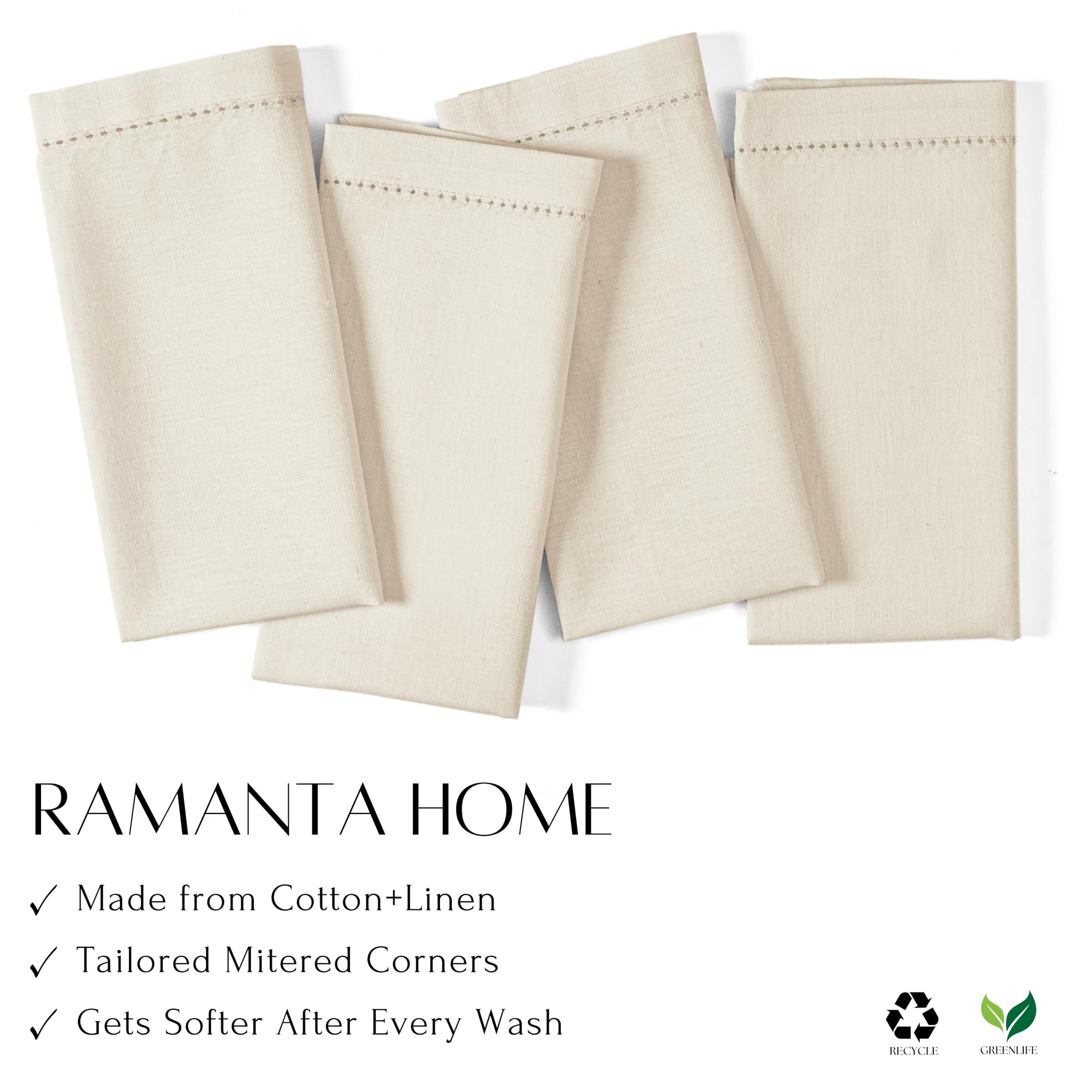 Ramanta Home napkins 12-piece set offers generous coverage for family meals.