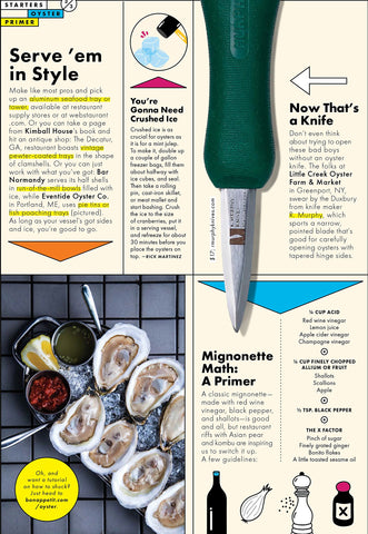 Ramelson Duxbury oyster knife handle with Murphy Green grip for comfortable all-day use.