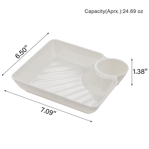 RAMFIYN white dip tray closeup shows built-in dipping cup for sauces.