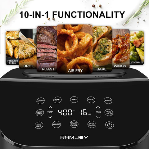 RAMJOY Air Fryer curved touchscreen for simple one-touch presets