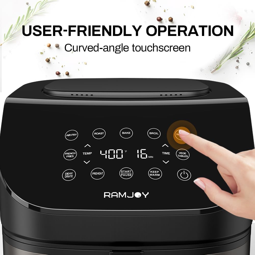 RAMJOY Air Fryer dehydration function creates crispy homemade snacks