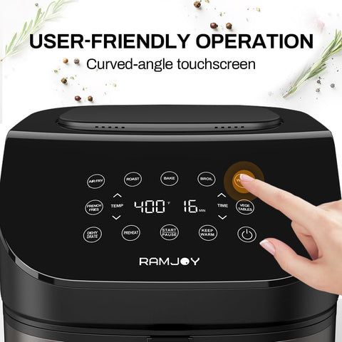 RAMJOY Air Fryer dehydration function creates crispy homemade snacks