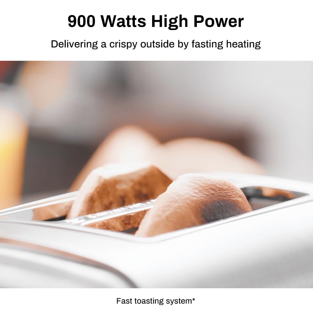 RAMJOY Toaster 900-watt power delivers quick, even toasting results.