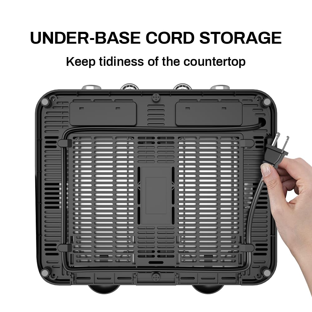 RAMJOY Toaster under-base cord storage keeps counters tidy.