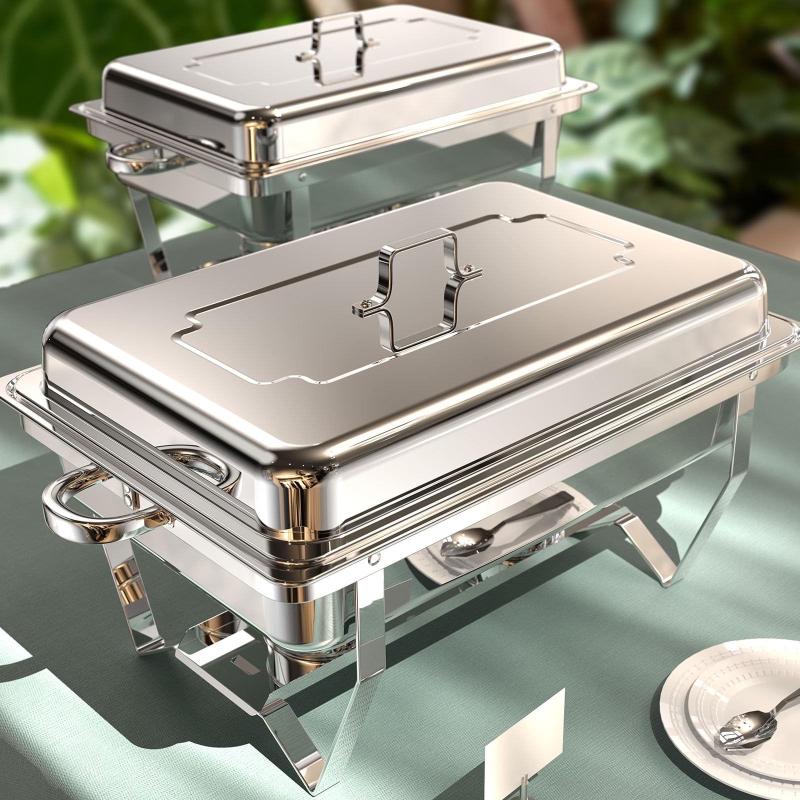 RAMVIC two-pack chafing dishes with 9-quart pans ensure steady warmth for buffets.