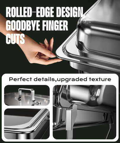 RAMVIC mirror-finish chafers add elegant presentation to any buffet setup.