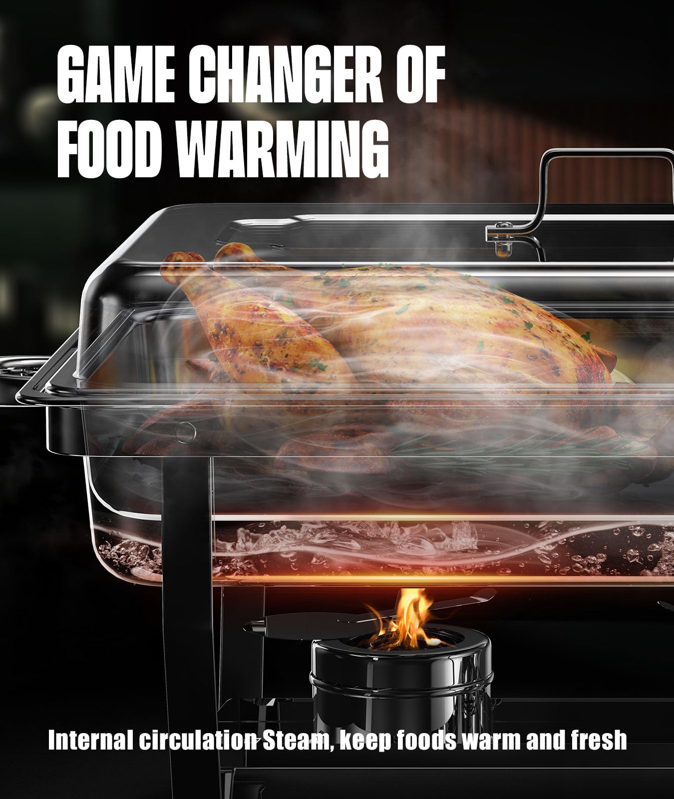 RAMVIC chafing dish stand integration enables quick, tool-free assembly at events.