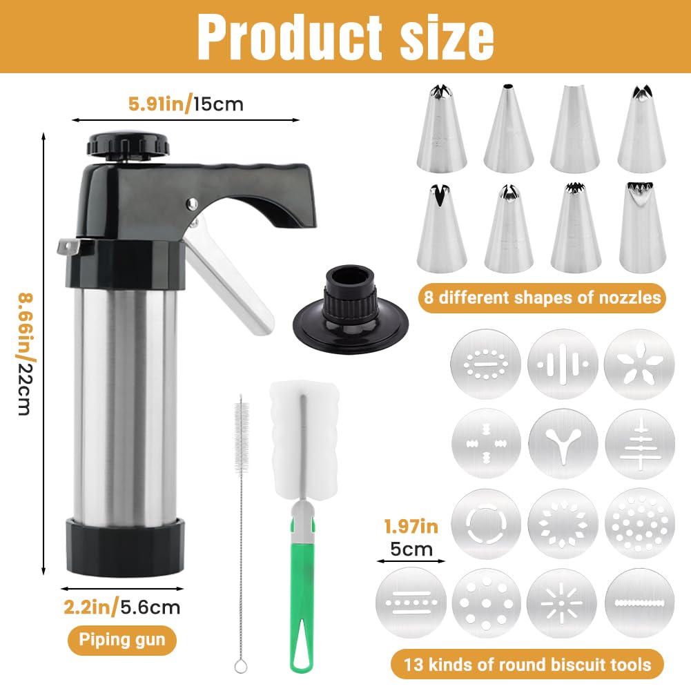Ranjaner spritz maker 13 discs offers quick variety for home baking.