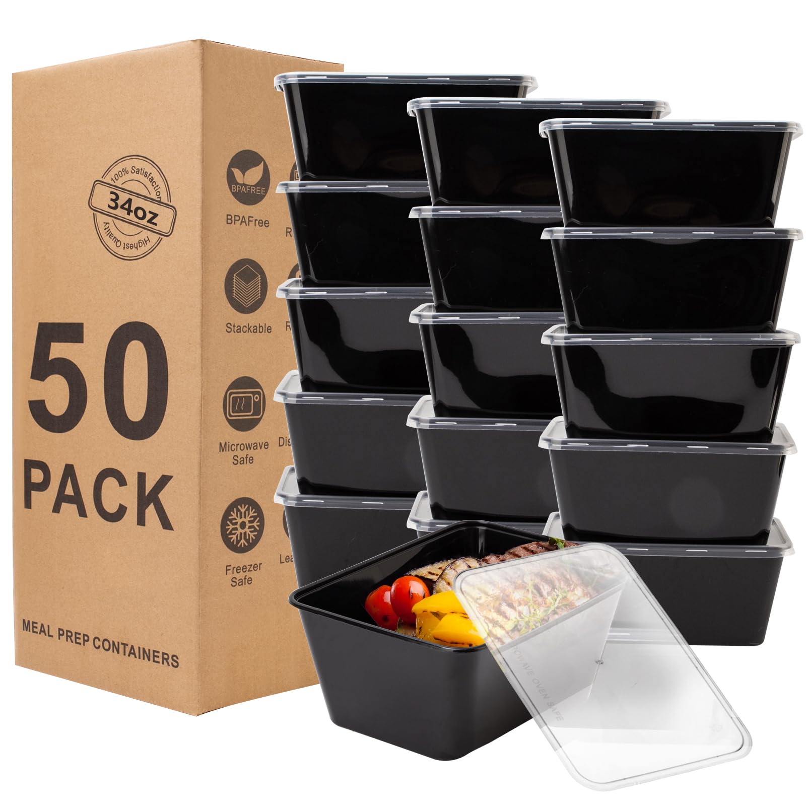 RANLITTLE 34oz meal prep container stackable for organized weekly meals.