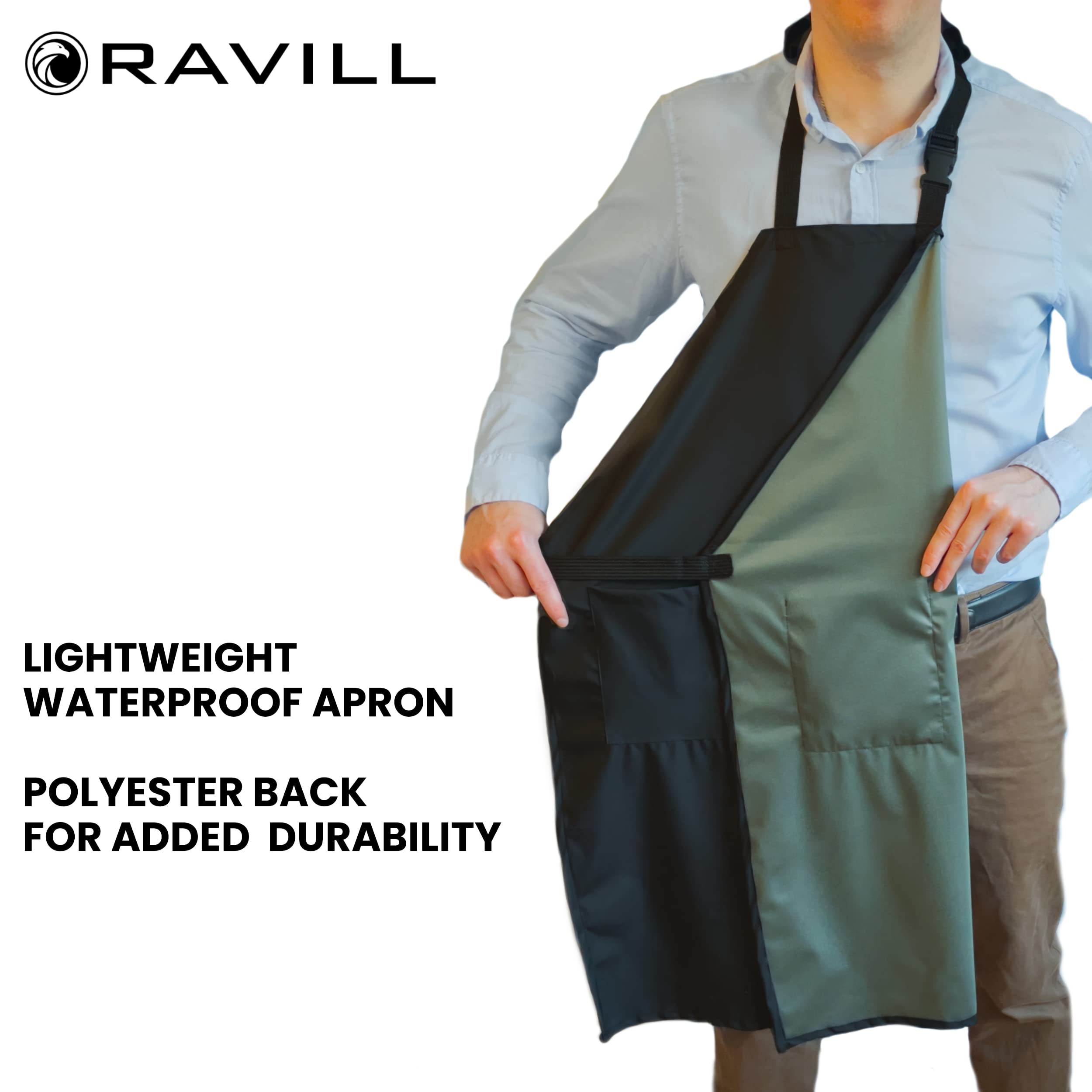 Ravill vinyl-coated polyester apron highlighting durable, breathable fabric