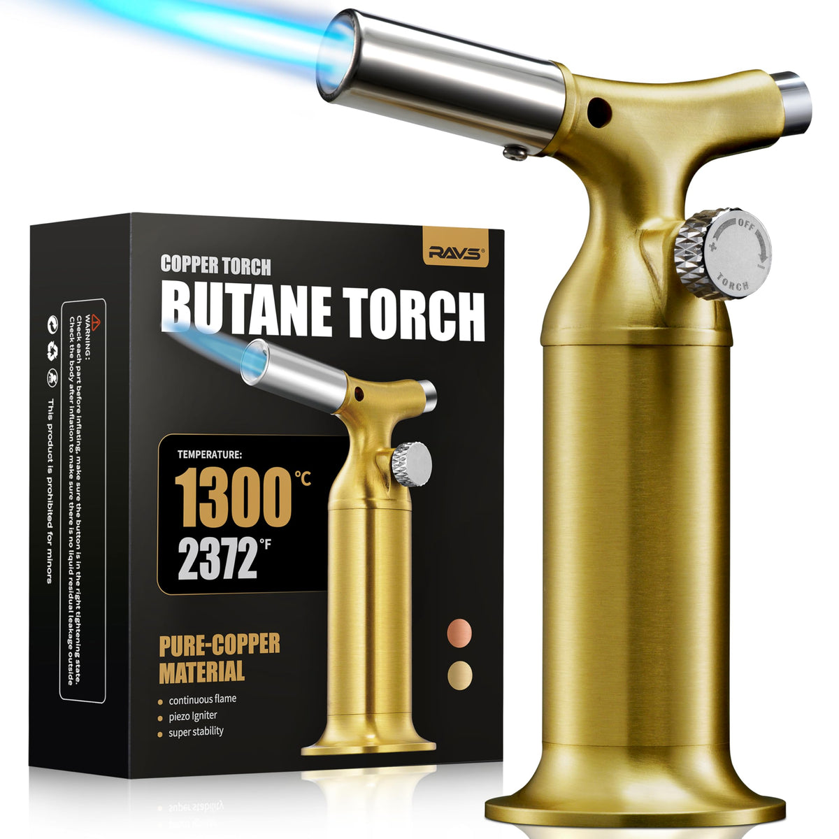 RAVS copper torch front view highlights durable construction and grip