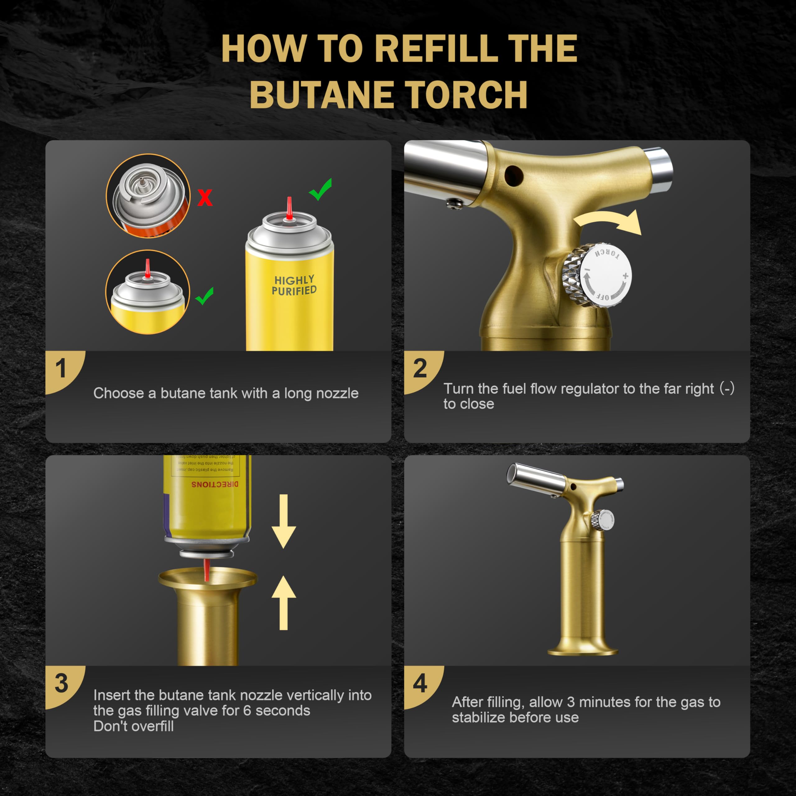 RAVS copper torch bottom-fill valve enables easy refills with compatible butane