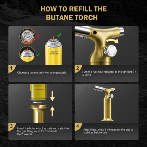 RAVS copper torch bottom-fill valve enables easy refills with compatible butane