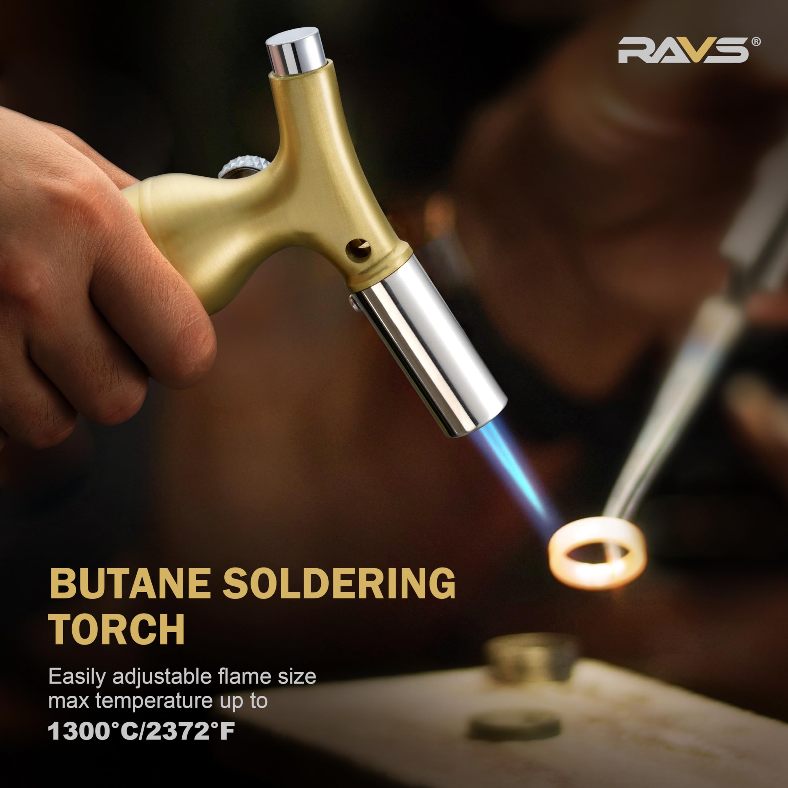 RAVS copper torch windproof nozzle ensures steady flame in breeze
