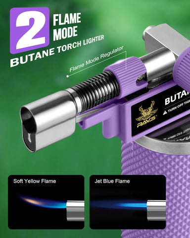 RAVS creme brulee torch with adjustable flame for brûlée.