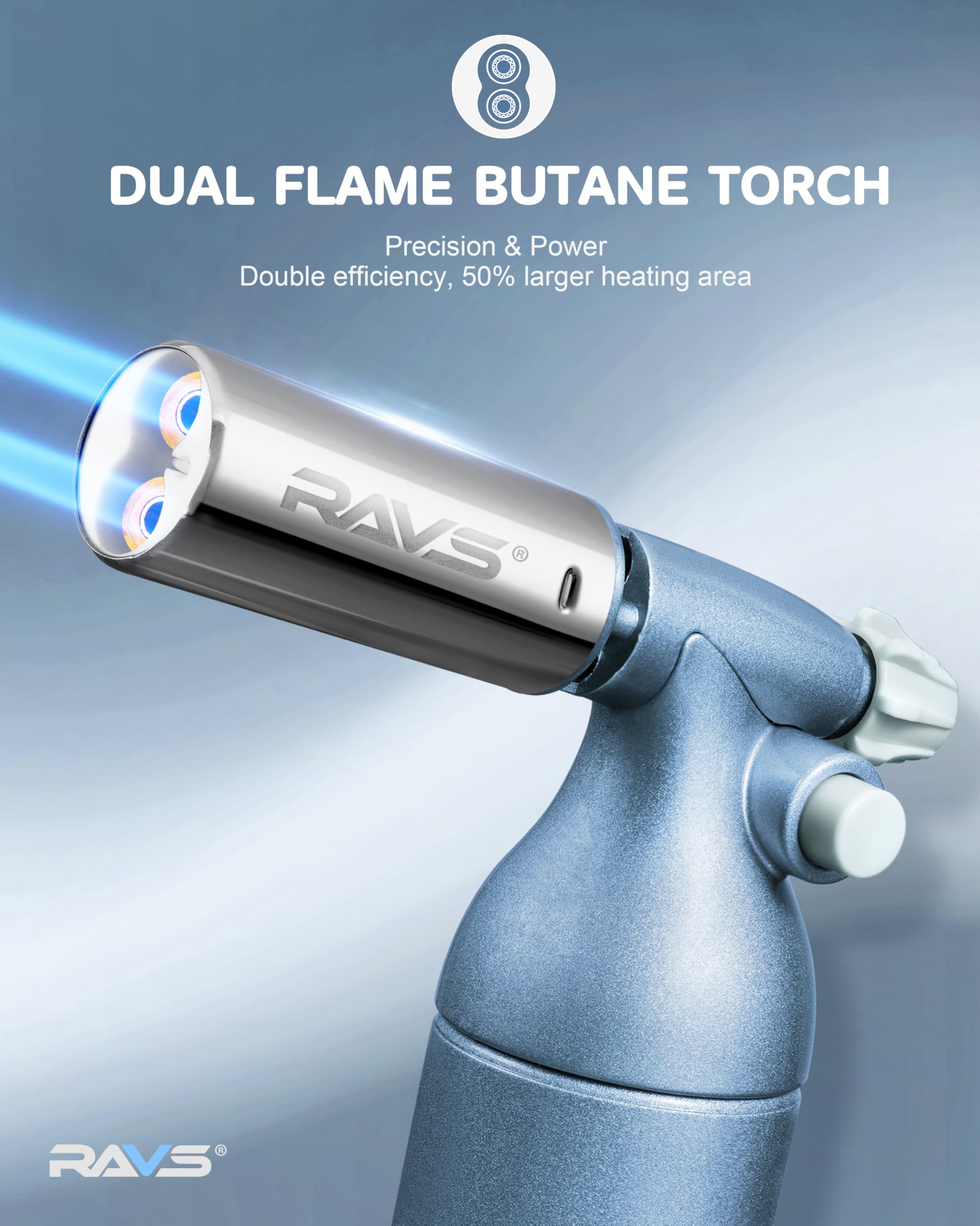 RAVS windproof nozzle maintains flame direction in breeze