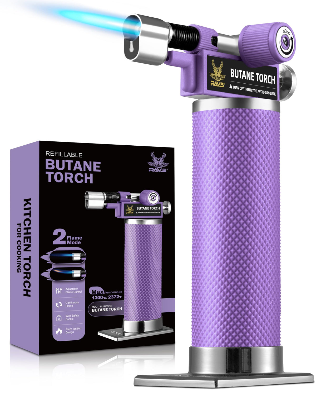 RAVS two-flame mode torch for precise heating and fast caramelizing.
