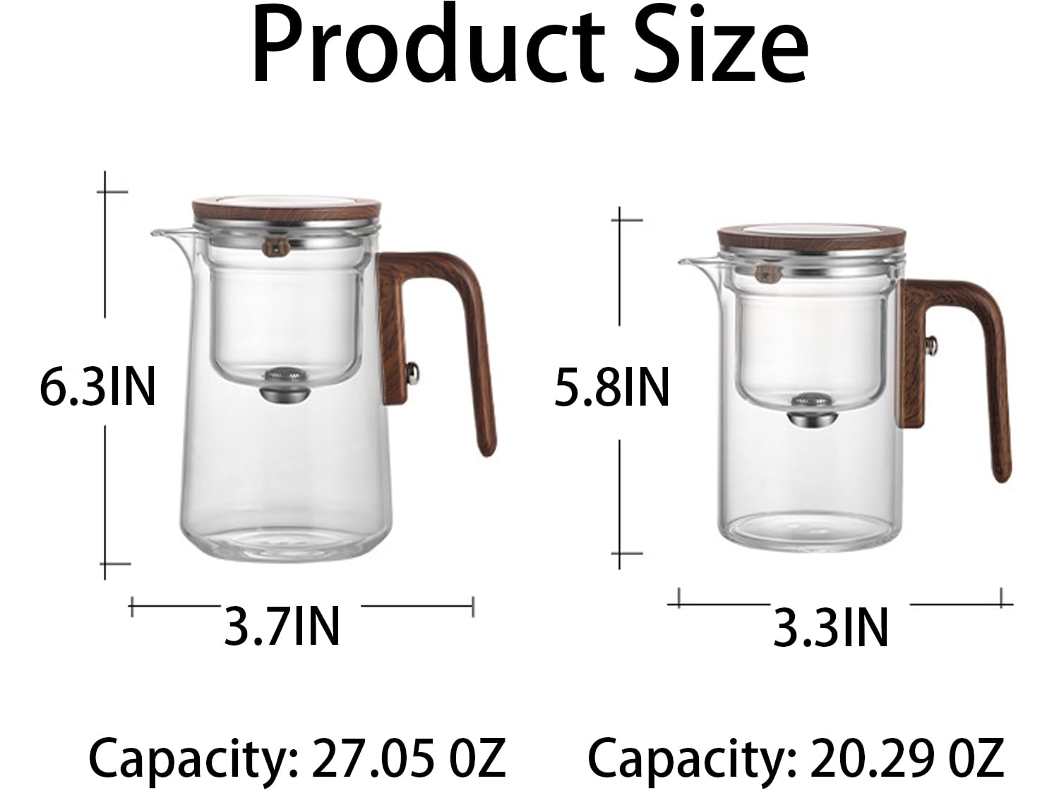 Rayfox 800ML clear borosilicate glass body reveals tea color and clarity.
