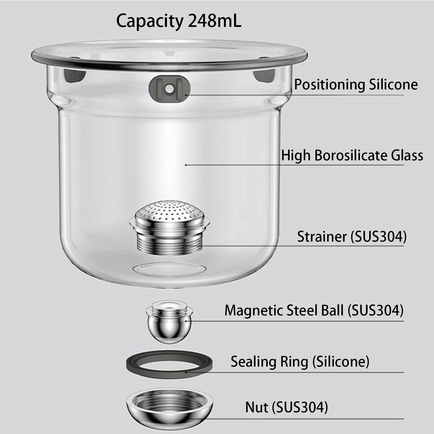 Rayfox heat-resistant glass teapot suitable for hot and cold beverages.