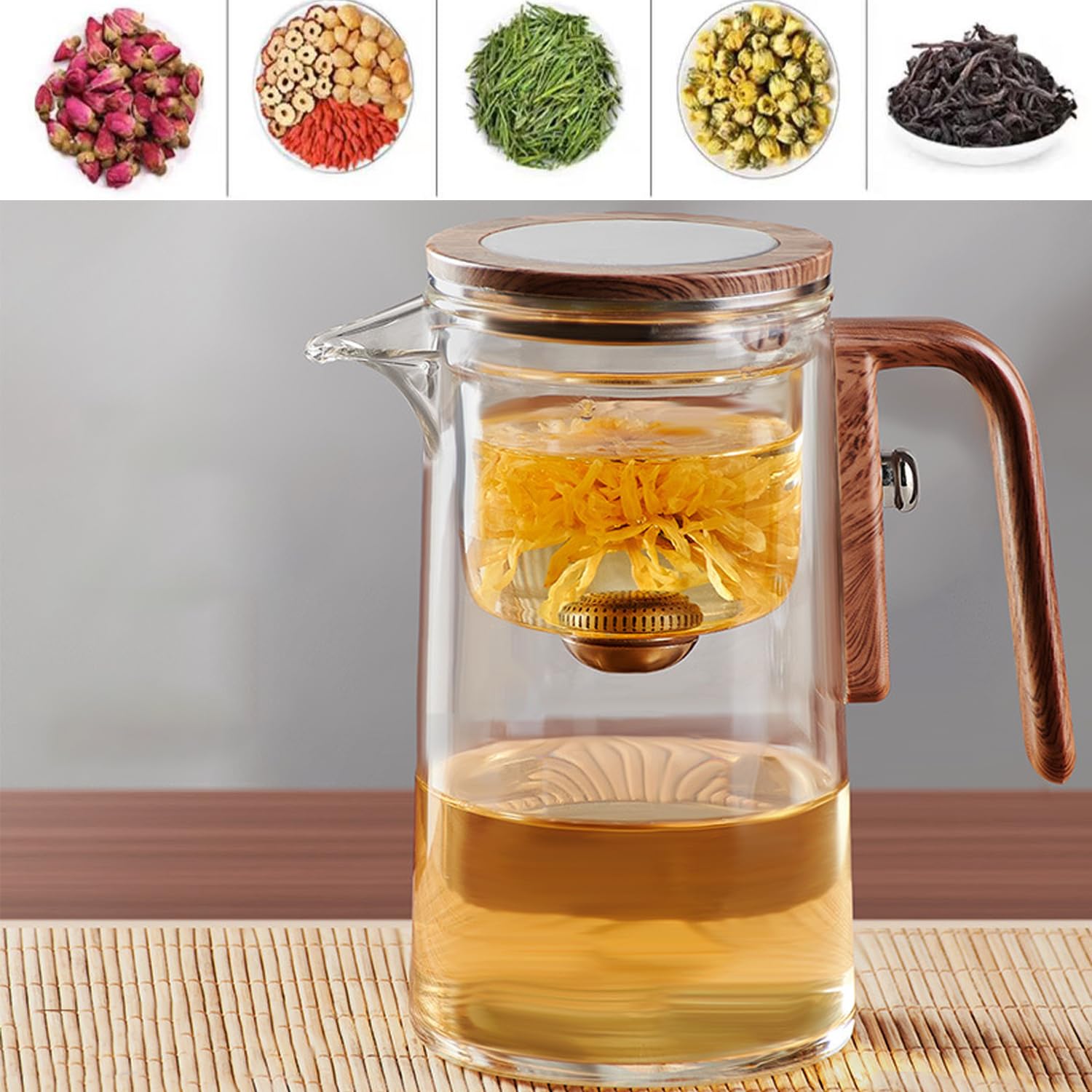 Rayfox 800ML teapot ready for hot or iced tea brewing.