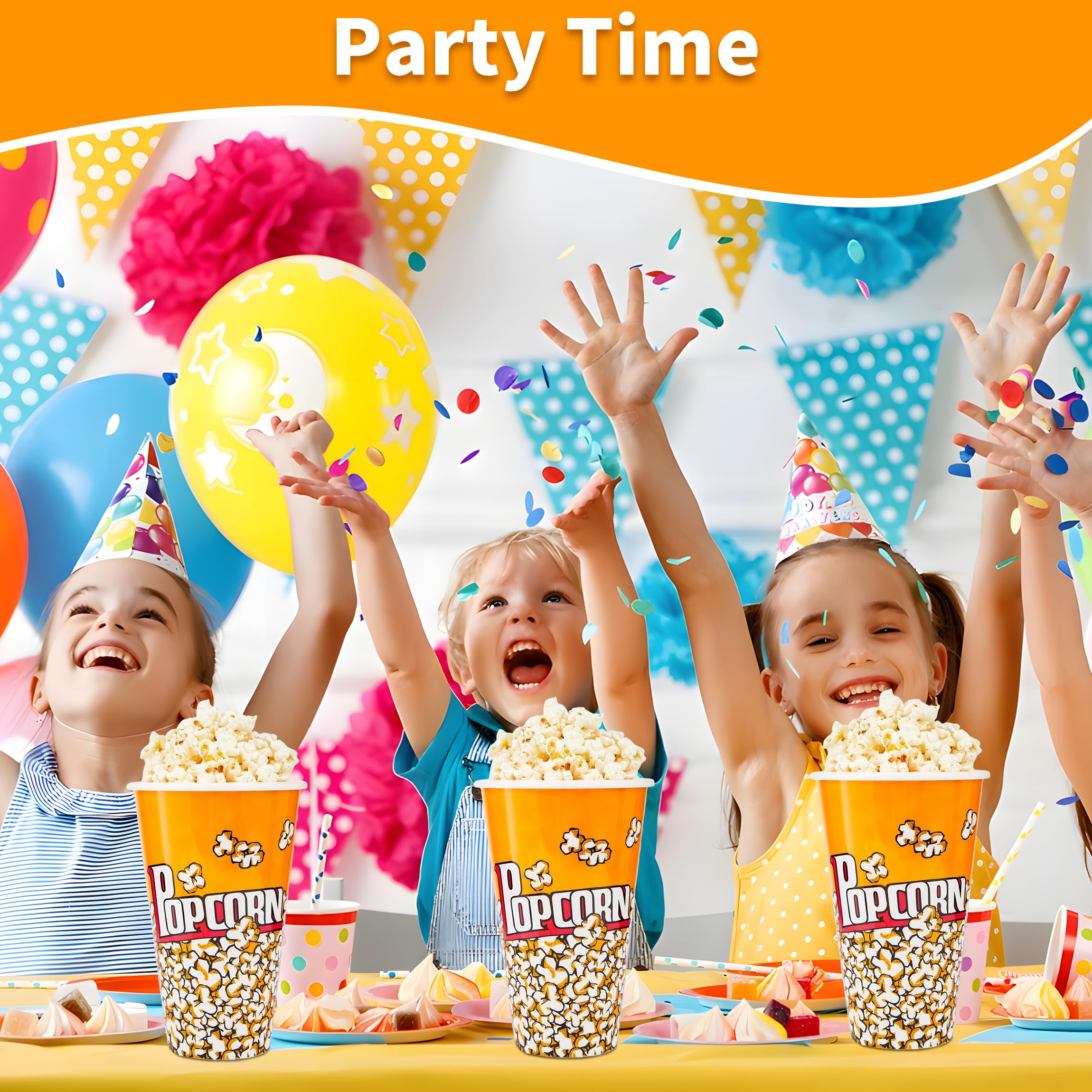 Raymea popcorn buckets multiuse snack containers for candies and treats.